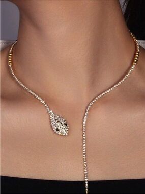 NEW❗️Elegant Crystal Snake Lariat Necklace. Luxury Snake Necklace 🐍